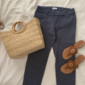 Old Navy Pixie pants in navy blue w/ white polka dots, Size 8.